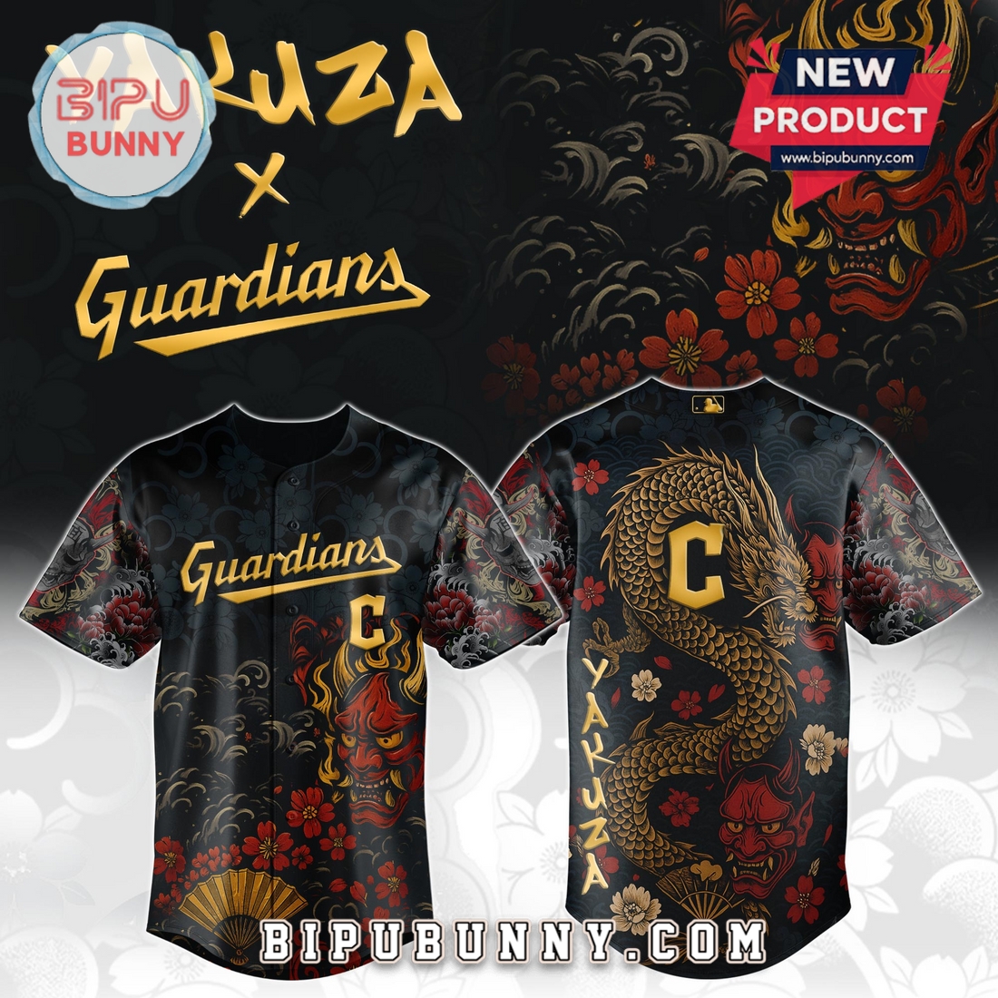 Cleveland Guardians MLB x Yakuza Bloodline Baseball Jersey Cleveland Guardians MLB x Yakuza Bloodline Baseball Jersey