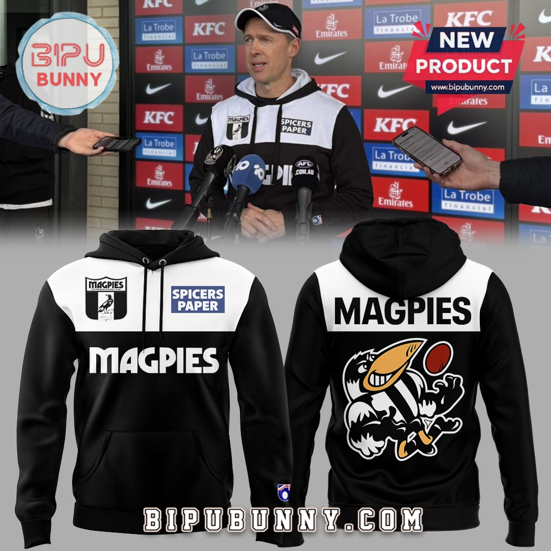 Collingwood FC Throwback Black Hoodie And Pants Collingwood FC Throwback Black Hoodie And Pants