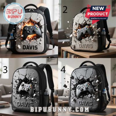Custom Children’s Game Controller Cracked Style School Bag