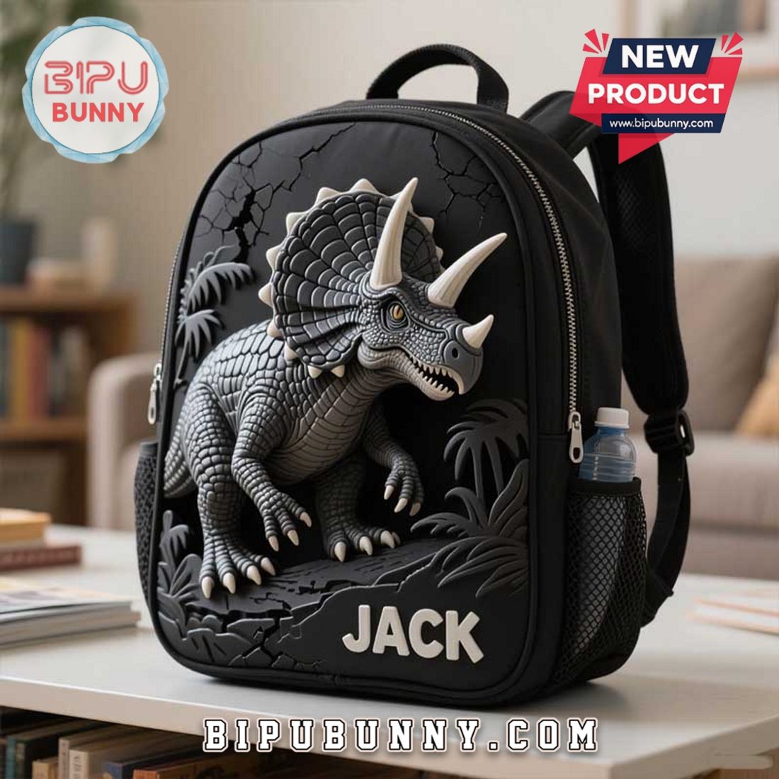 Custom Children’s Triceratops Dinosaur Style School Bag Custom Children’s Triceratops Dinosaur Style School Bag