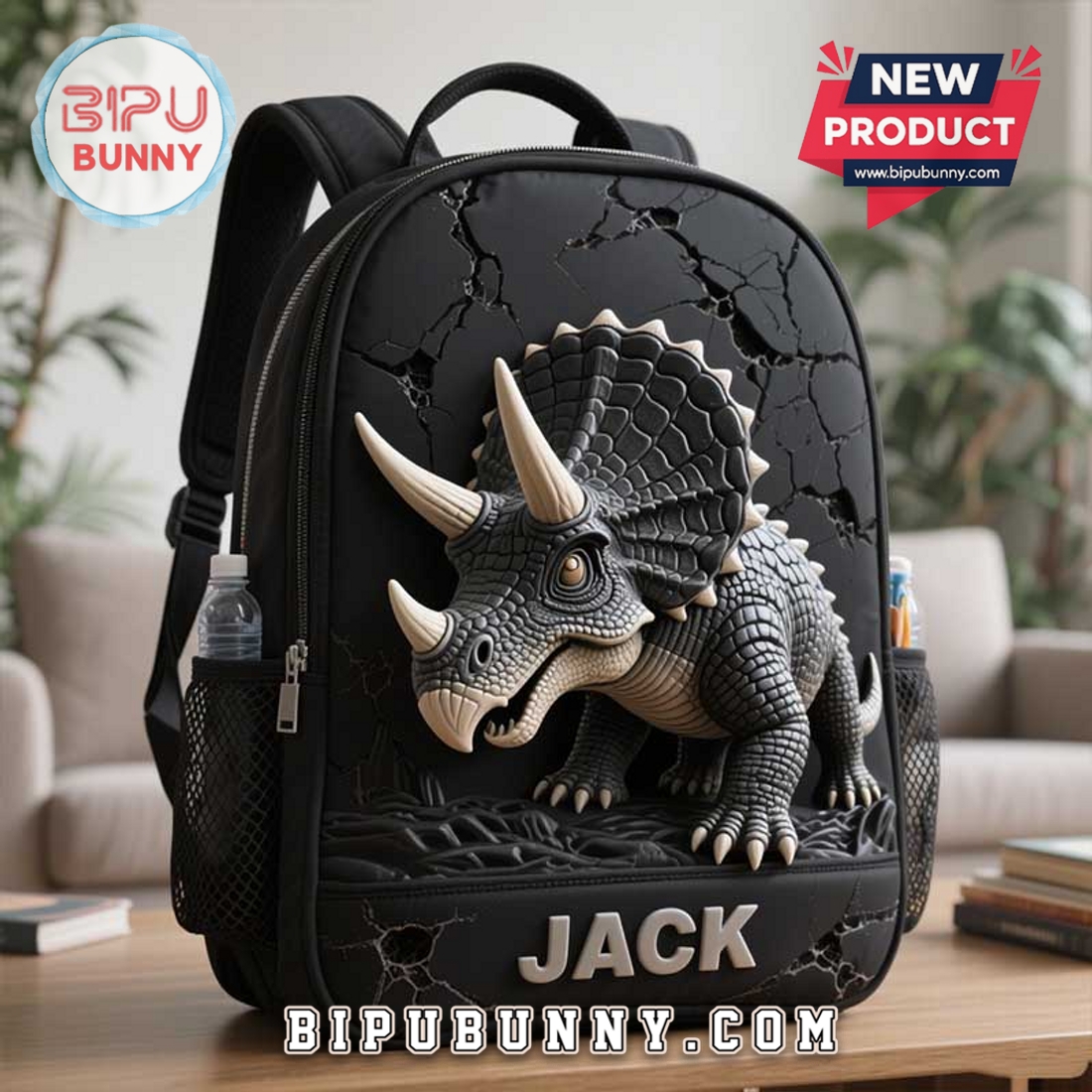 Custom Children’s Triceratops Dinosaur Style School Bag Custom Children’s Triceratops Dinosaur Style School Bag