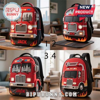 Custom Fire Truck Style School Bag