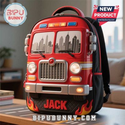 Custom Fire Truck Style School Bag