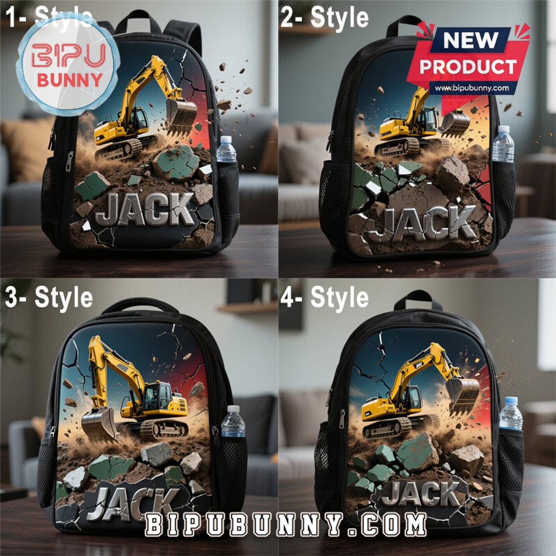 Custom Kids Excavator Style School Bag Custom Kids Excavator Style School Bag