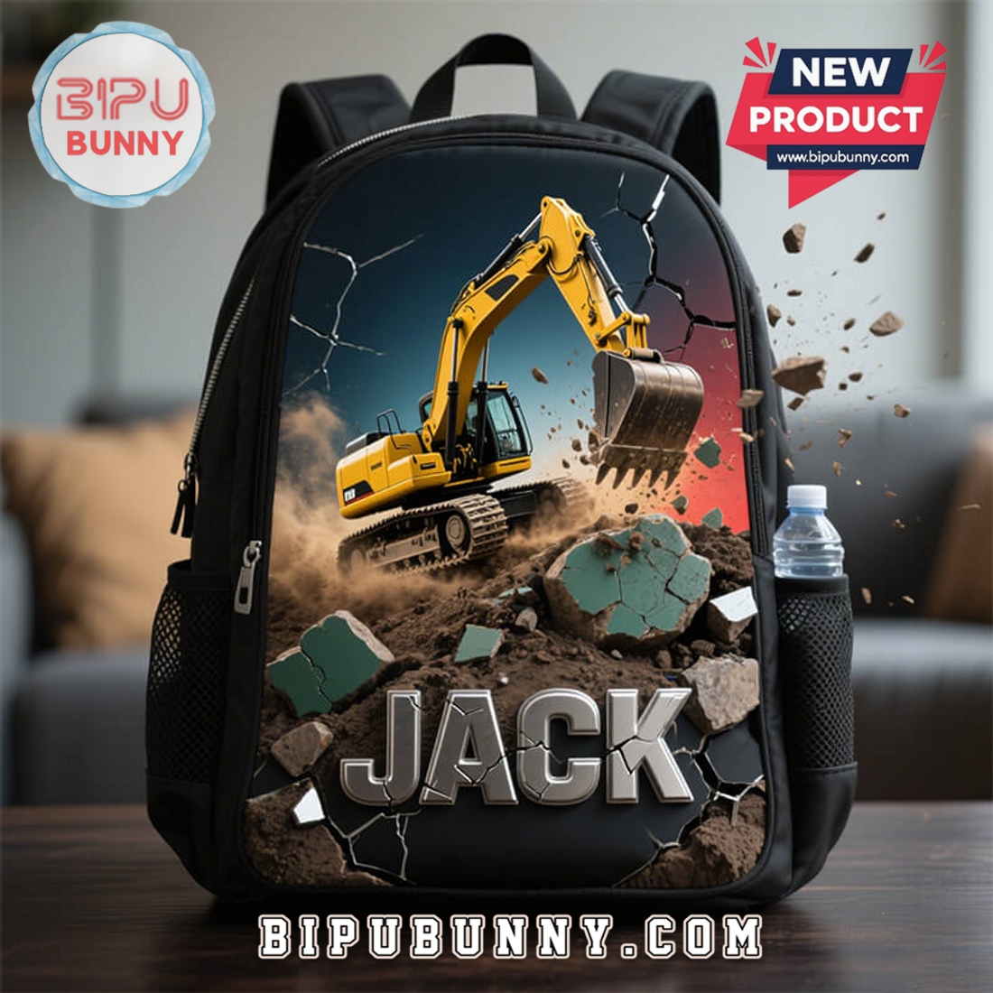 Custom Kids Excavator Style School Bag Custom Kids Excavator Style School Bag