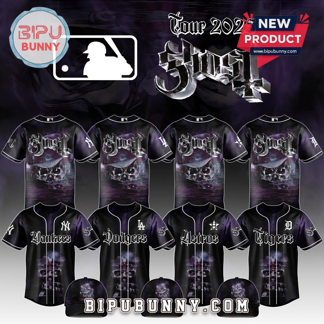 Custom Team MLB x GHOST Skeletour World Tour 2025 Jersey Custom Team MLB x GHOST Skeletour World Tour 2025 Jersey