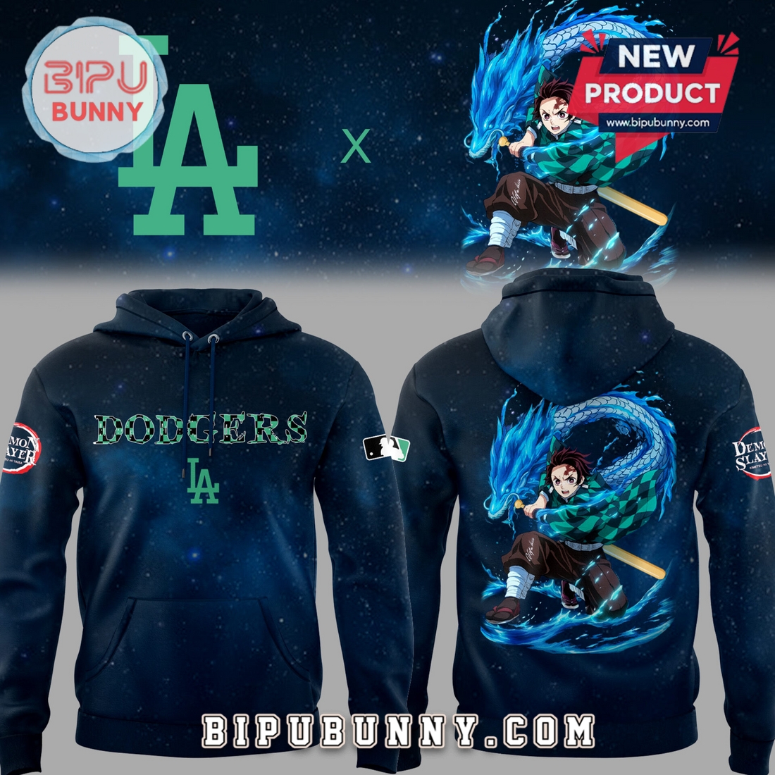 Dodgers Baseball x Demon Slayer Hoodie And Cap Dodgers Baseball x Demon Slayer Hoodie And Cap
