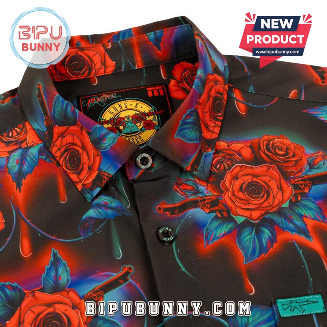 Guns and Roses Hawaiian Aloha Shirt Guns and Roses Hawaiian Aloha Shirt