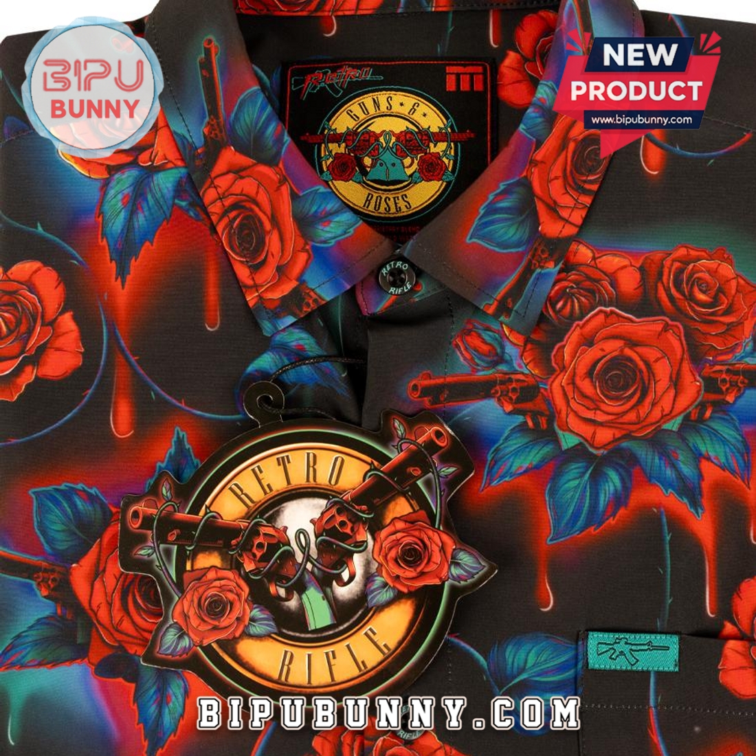 Guns and Roses Hawaiian Aloha Shirt Guns and Roses Hawaiian Aloha Shirt