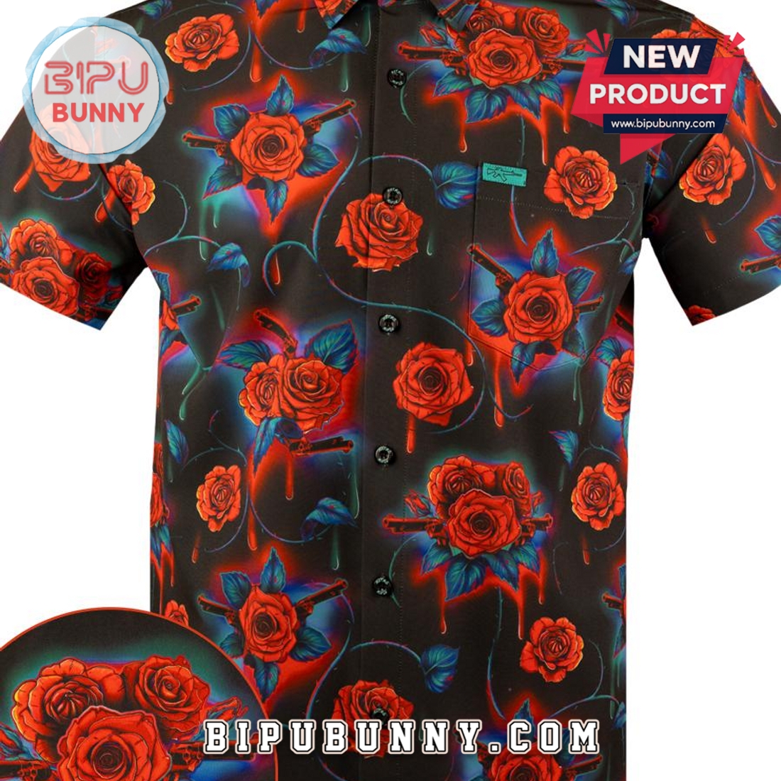 Guns and Roses Hawaiian Aloha Shirt Guns and Roses Hawaiian Aloha Shirt