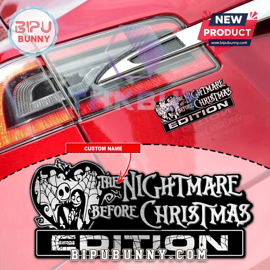 Jack and Sally, The Nightmare Before Christmas Edition Laser Engraved Car Badge Jack and Sally, The Nightmare Before Christmas Edition Laser Engraved Car Badge