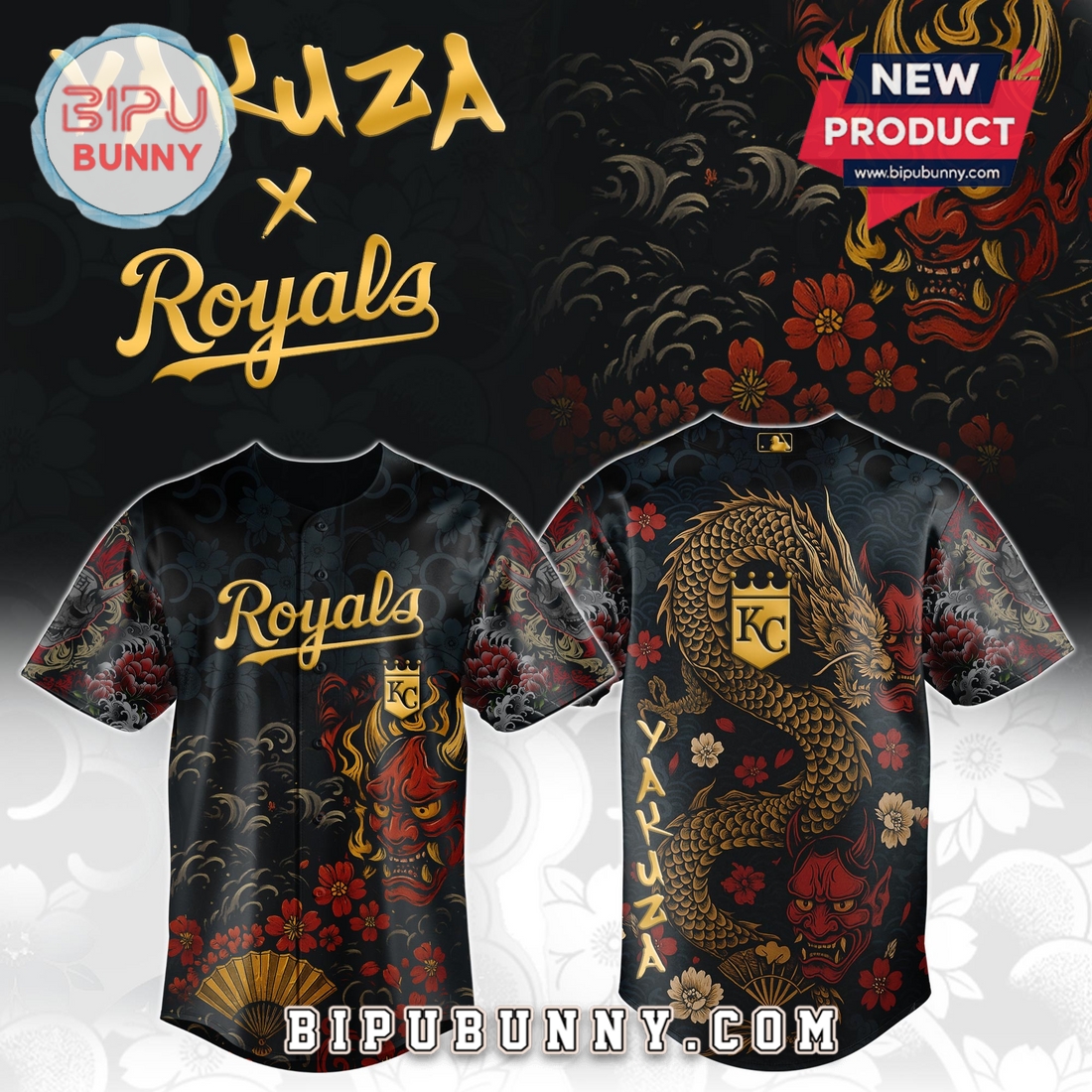 Kansas City Royals MLB x Yakuza Bloodline Baseball Jersey Kansas City Royals MLB x Yakuza Bloodline Baseball Jersey