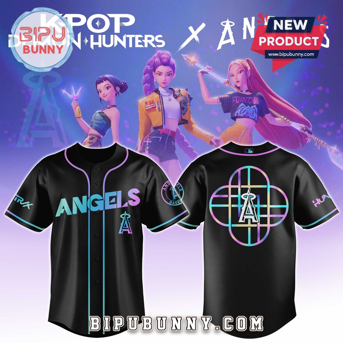 Los Angeles Angels MLB x KPop Demon Hunters Baseball Jersey Los Angeles Angels MLB x KPop Demon Hunters Baseball Jersey