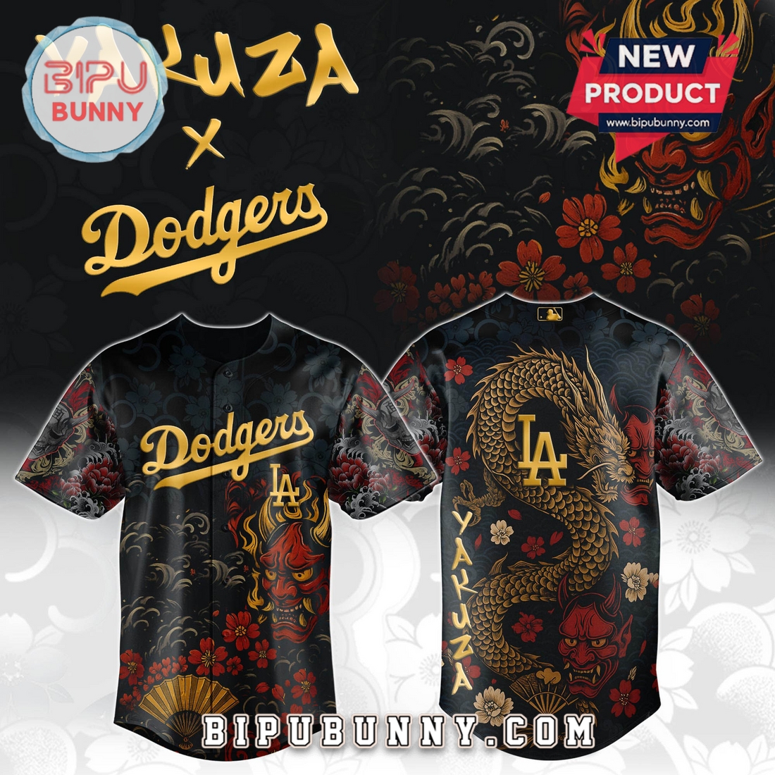 Los Angeles Dodgers MLB x Yakuza Bloodline Baseball Jersey Los Angeles Dodgers MLB x Yakuza Bloodline Baseball Jersey