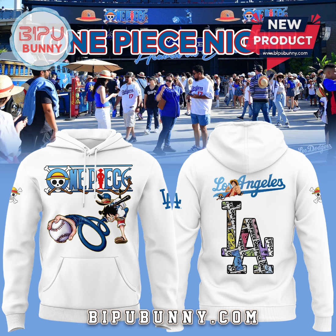 Los Angeles Dodgers x One Piece 2025 White Hoodie And Pants Los Angeles Dodgers x One Piece 2025 White Hoodie And Pants