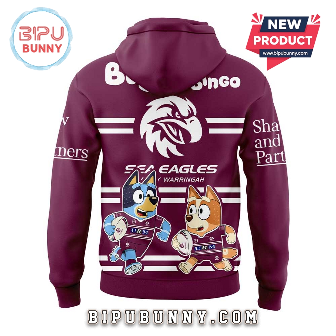 Manly Sea Eagles NRL x Bluey and Bingo Hoodie Manly Sea Eagles NRL x Bluey and Bingo Hoodie