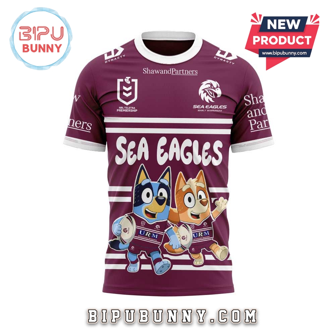 Manly Sea Eagles NRL x Bluey and Bingo Hoodie Manly Sea Eagles NRL x Bluey and Bingo Hoodie
