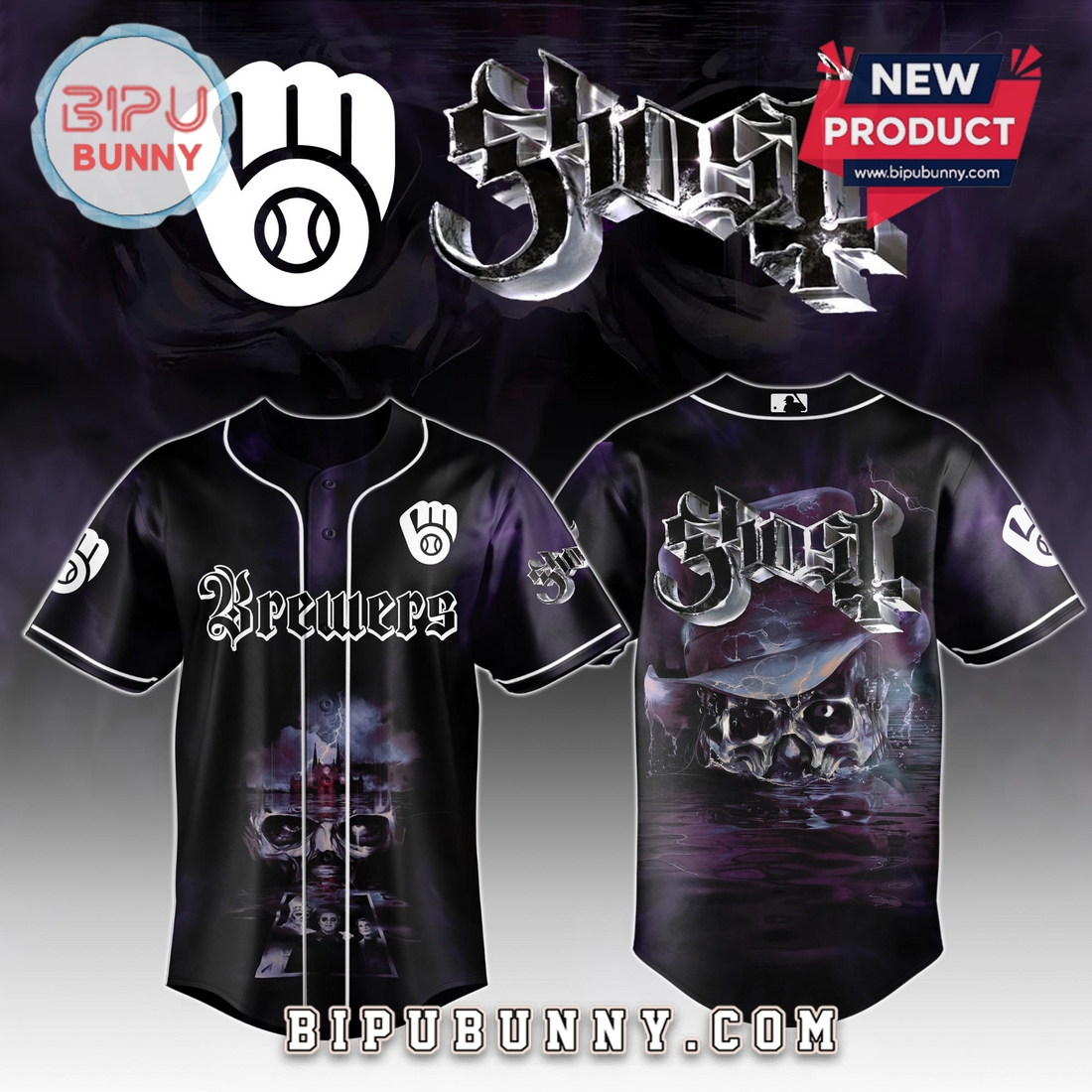 Milwaukee Brewers MLB GHOST Skeletour World Tour 2025 Jersey Milwaukee Brewers MLB GHOST Skeletour World Tour 2025 Jersey