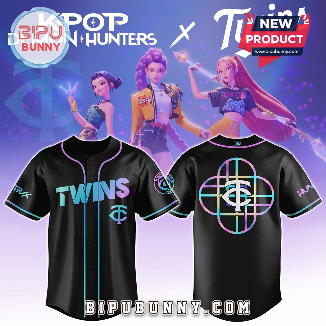 Minnesota Twins MLB x KPop Demon Hunters Baseball Jersey Minnesota Twins MLB x KPop Demon Hunters Baseball Jersey
