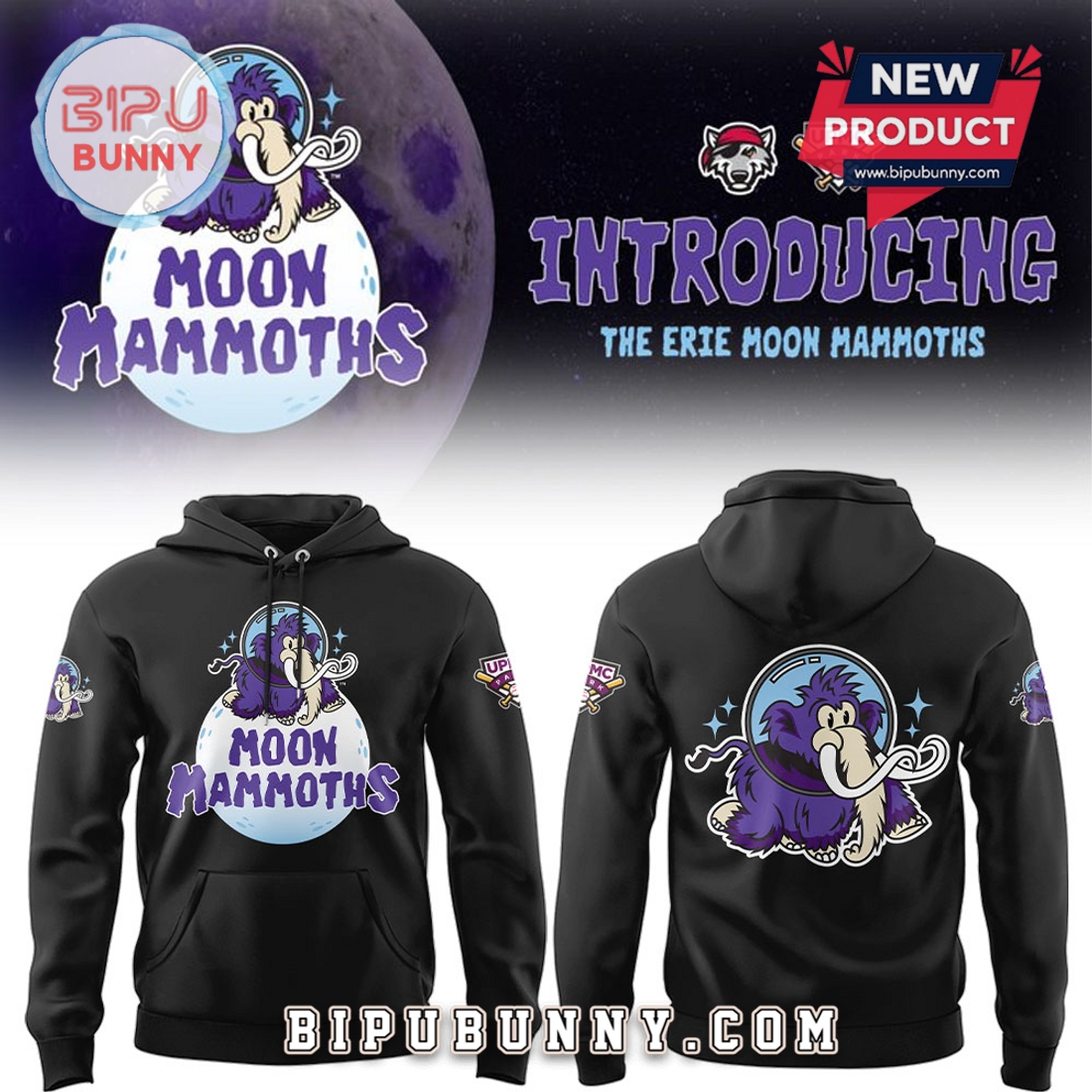 Moon Mammoths 2025 Season Black Hoodie Moon Mammoths 2025 Season Black Hoodie