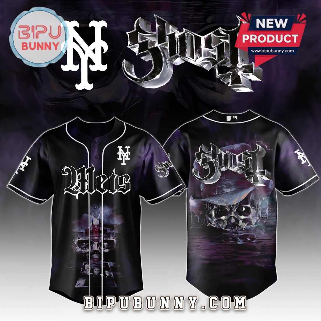 New York Mets MLB GHOST Skeletour World Tour 2025 Jersey New York Mets MLB GHOST Skeletour World Tour 2025 Jersey