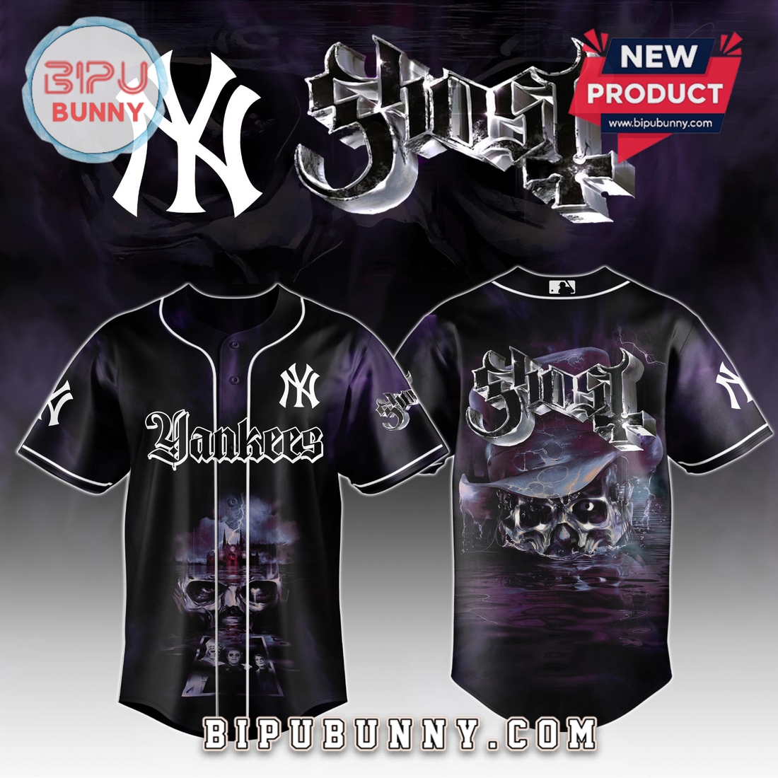 New York Yankees MLB GHOST Skeletour World Tour 2025 Jersey New York Yankees MLB GHOST Skeletour World Tour 2025 Jersey