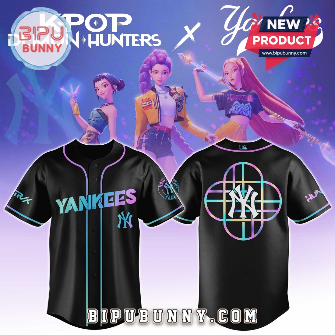 New York Yankees MLB x KPop Demon Hunters Baseball Jersey New York Yankees MLB x KPop Demon Hunters Baseball Jersey