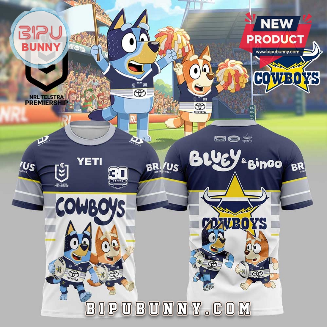 NQ Cowboys NRL x Bluey and Bingo Hoodie NQ Cowboys NRL x Bluey and Bingo Hoodie