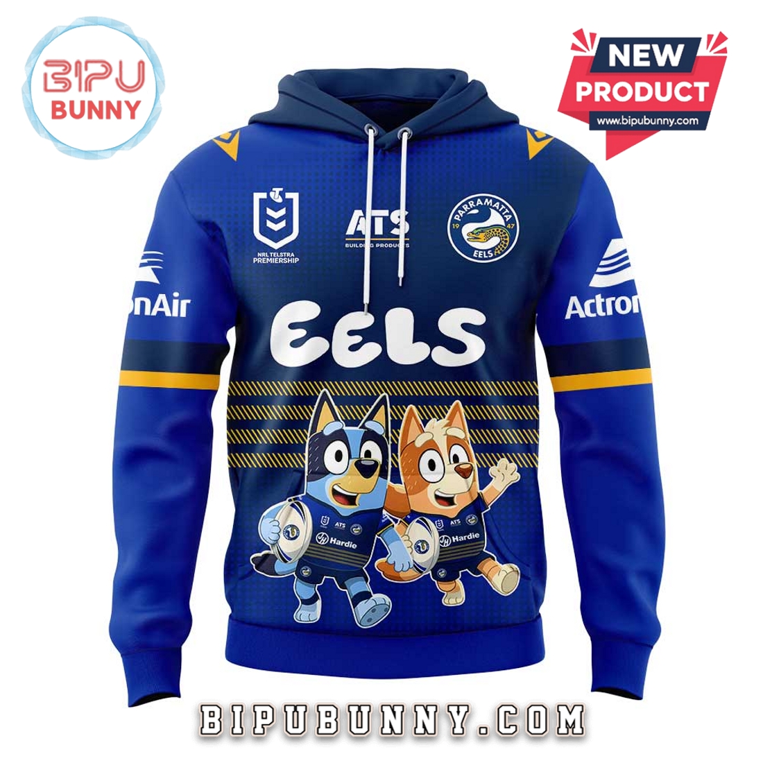 Parramatta Eels NRL x Bluey and Bingo Hoodie Parramatta Eels NRL x Bluey and Bingo Hoodie