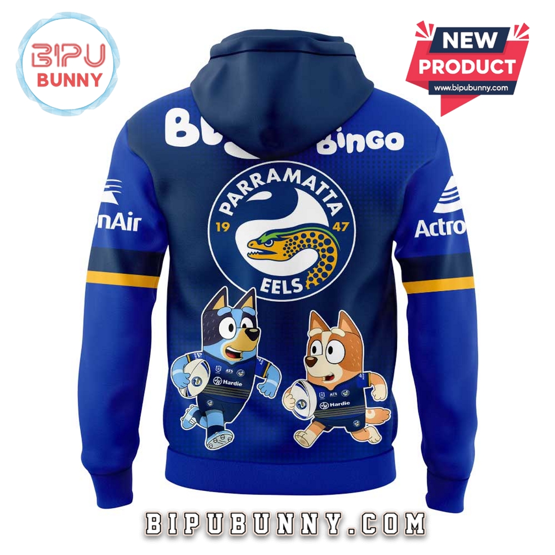 Parramatta Eels NRL x Bluey and Bingo Hoodie Parramatta Eels NRL x Bluey and Bingo Hoodie