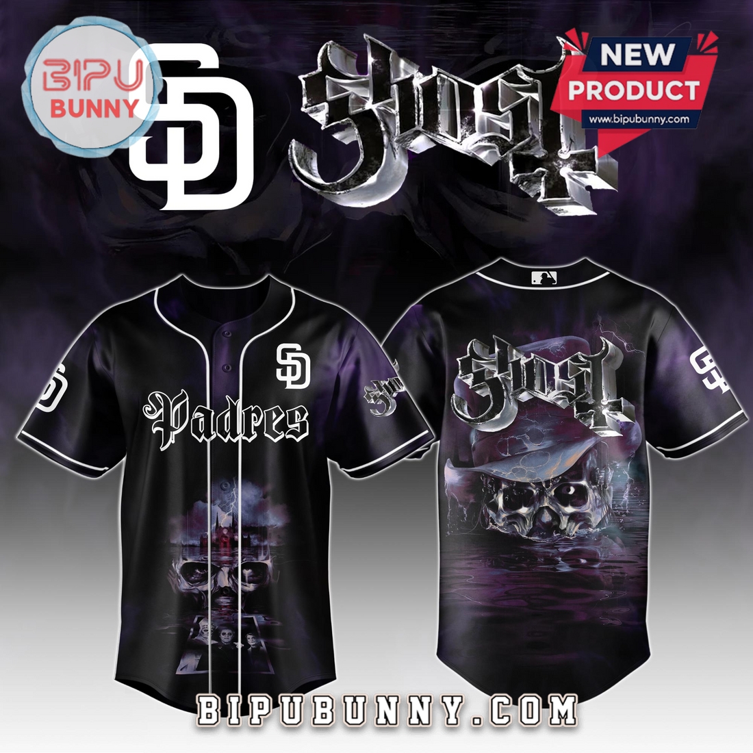 San Diego Padres MLB GHOST Skeletour World Tour 2025 Jersey San Diego Padres MLB GHOST Skeletour World Tour 2025 Jersey