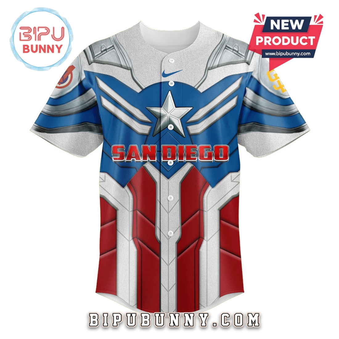 San Diego Padres x Captain America Baseball Jersey San Diego Padres x Captain America Baseball Jersey