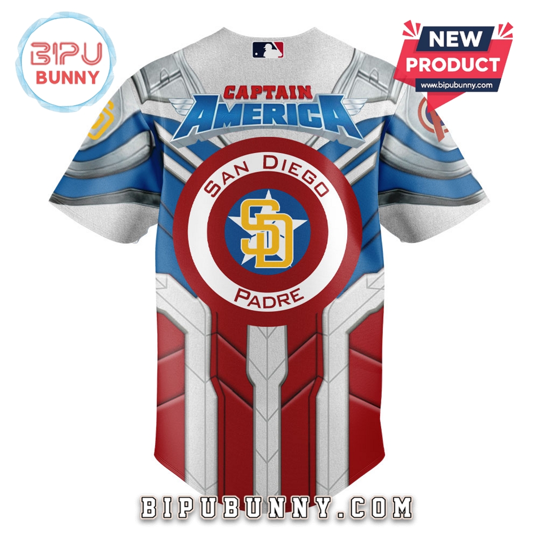 San Diego Padres x Captain America Baseball Jersey San Diego Padres x Captain America Baseball Jersey