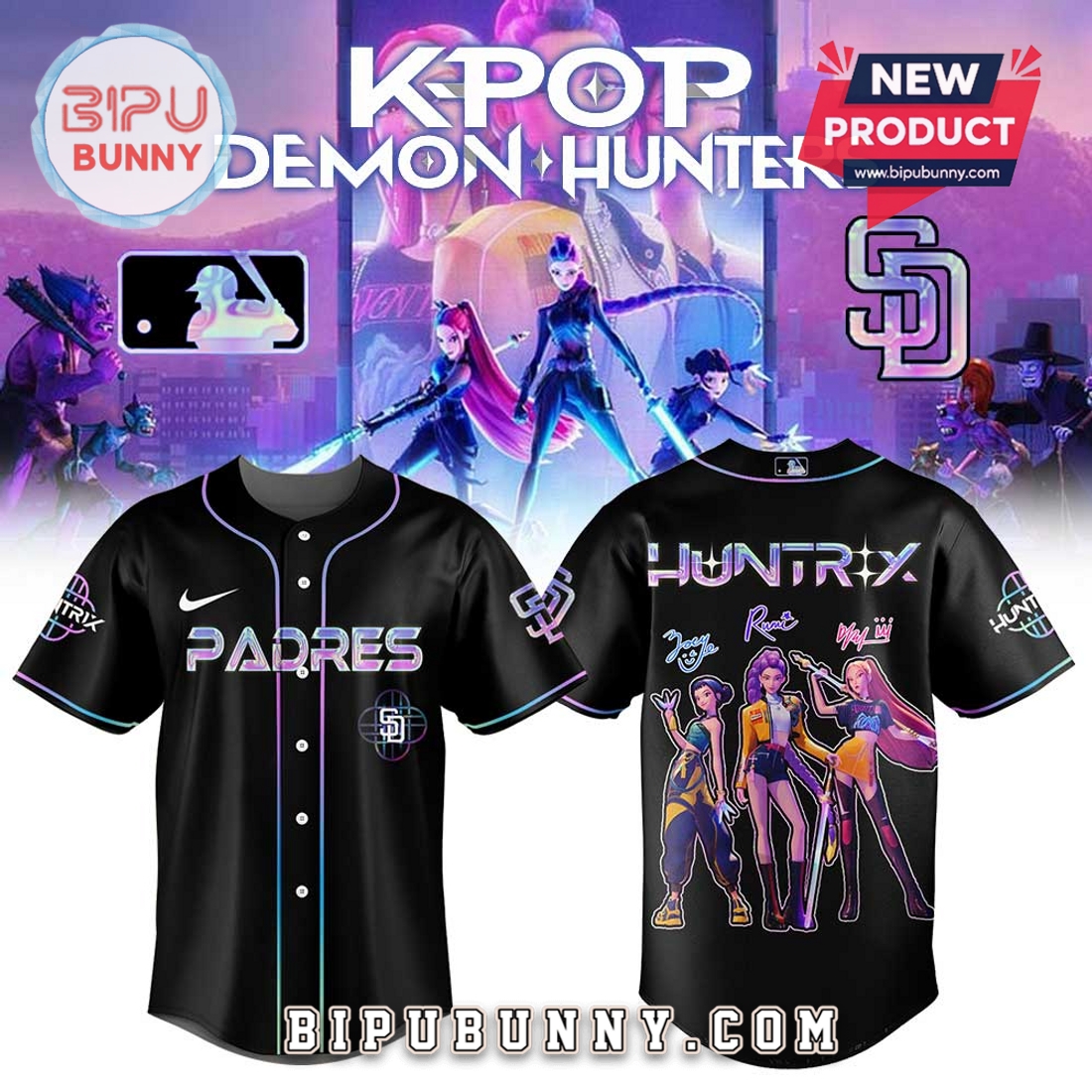 San Diego Padres x KPop Demon Hunters Baseball Jersey San Diego Padres x KPop Demon Hunters Baseball Jersey