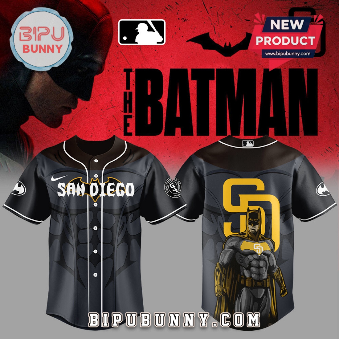 San Diego Padres x The Batman Baseball Jersey San Diego Padres x The Batman Baseball Jersey