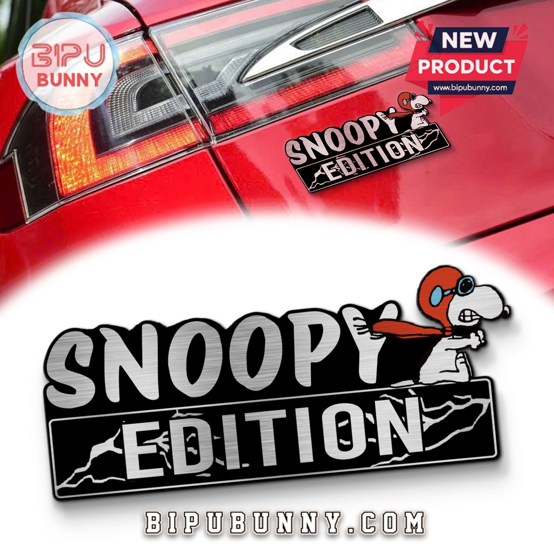 Snoopy In Red Baron Gear Edition Laser Engraved Car Badge