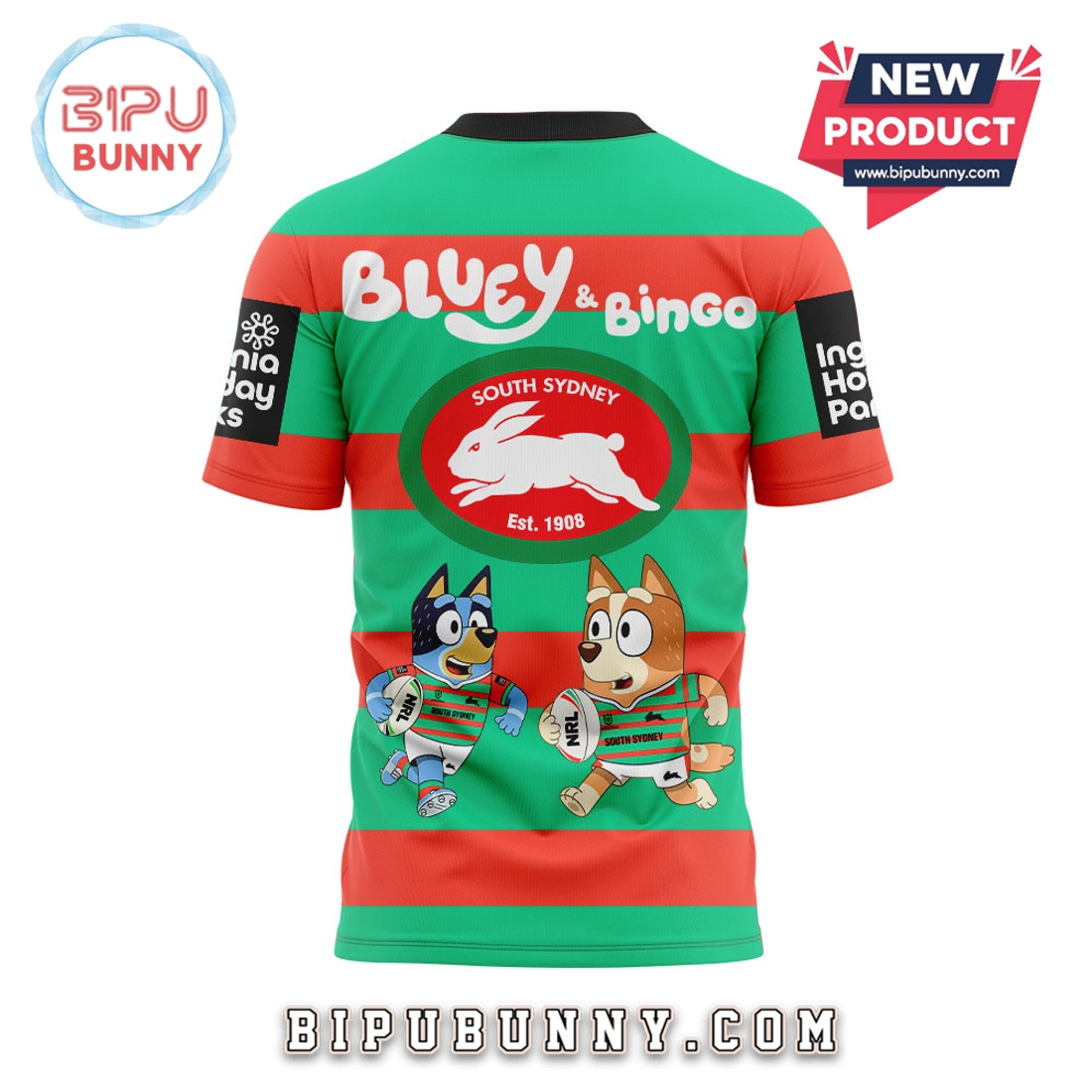 South Sydney Rabbitohs NRL x Bluey and Bingo Hoodie South Sydney Rabbitohs NRL x Bluey and Bingo Hoodie