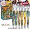 Boxed set of Stick Figure Edge of the Ocean premium gel pens with colorful tropical designs.