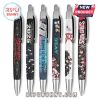 Six Stray Kids gel pens lined up with unique band-related artwork.