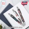 Three Stray Kids gel pens on notebook arranged in fan shape.