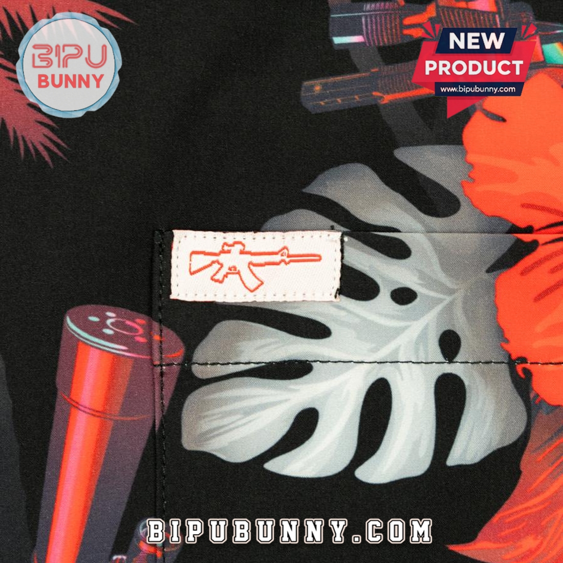 Suppressed Black Red Hawaiian Aloha Shirt Suppressed Black Red Hawaiian Aloha Shirt