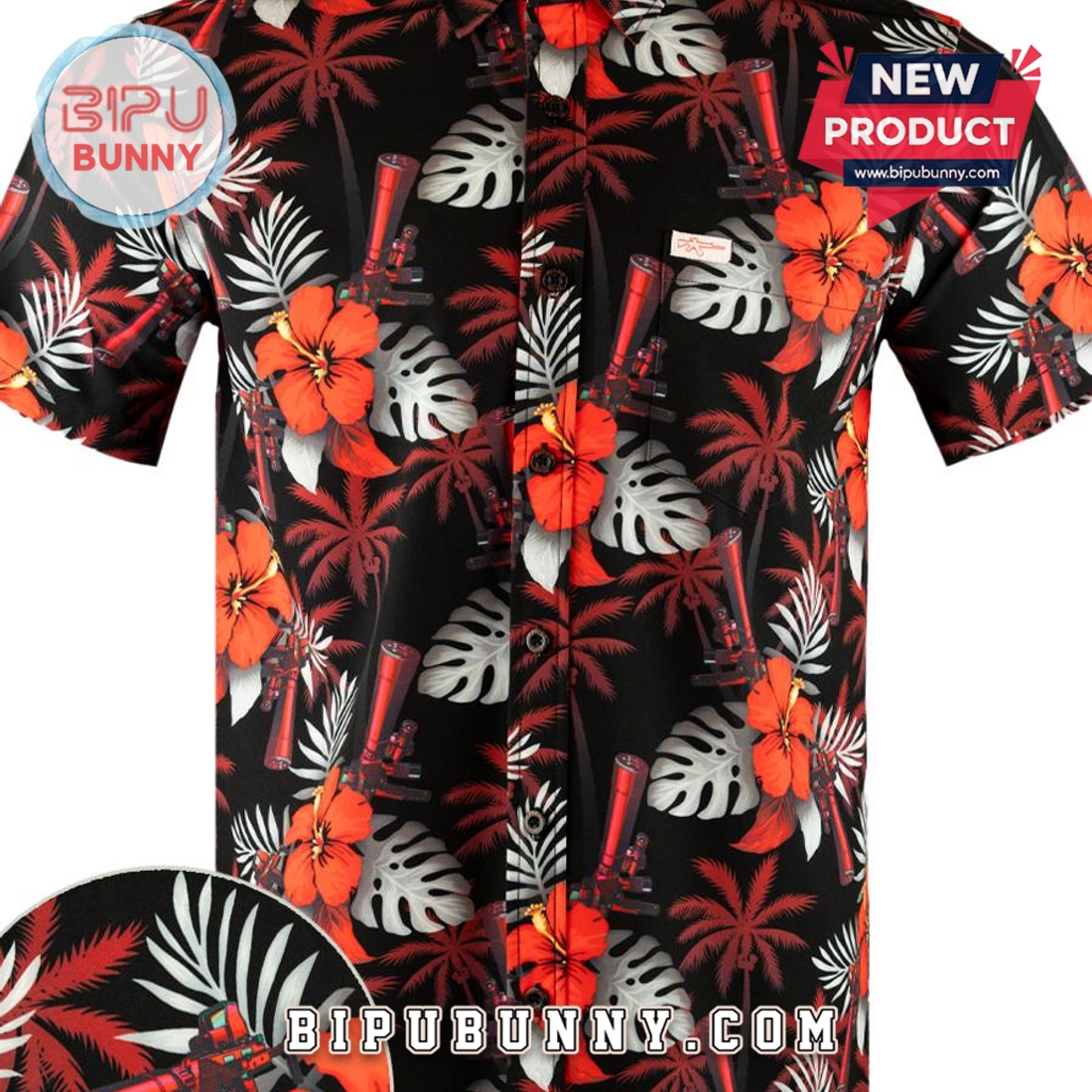 Suppressed Black Red Hawaiian Aloha Shirt Suppressed Black Red Hawaiian Aloha Shirt