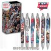 Close-up of six Toby Keith-themed gel pens with detailed patriotic graphics.