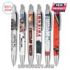 Six Mission Impossible gel pens with movie quotes and action graphics.
