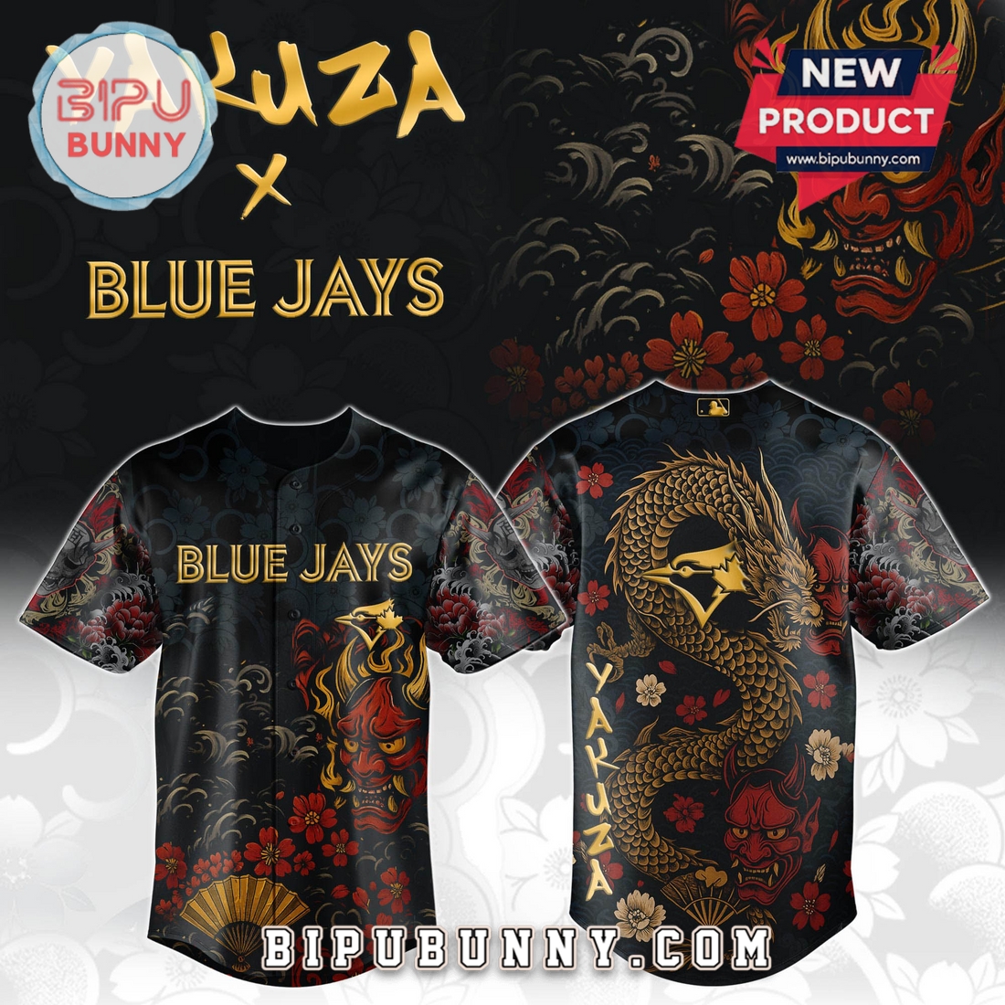 Toronto Blue Jays MLB x Yakuza Bloodline Baseball Jersey Toronto Blue Jays MLB x Yakuza Bloodline Baseball Jersey