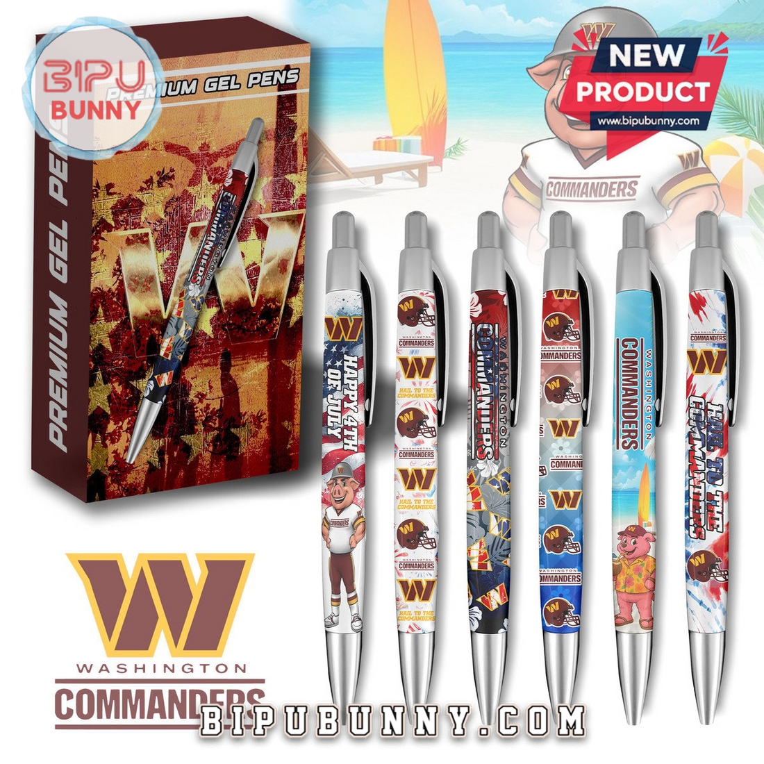 Washington Commanders Premium Gel Pens Washington Commanders Premium Gel Pens