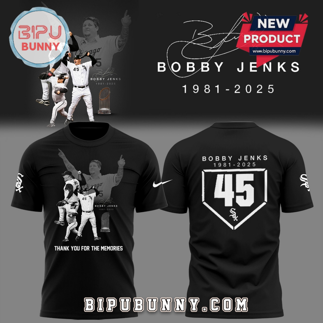 White Sox Baseball R.I.P Booby Jenks 45 Black Hoodie White Sox Baseball R.I.P Booby Jenks 45 Black Hoodie