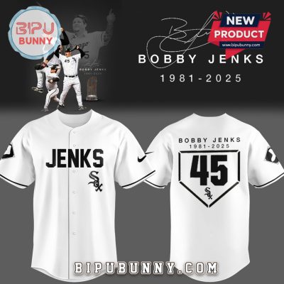 White Sox Baseball R.I.P Booby Jenks 45 White Baseball Jersey