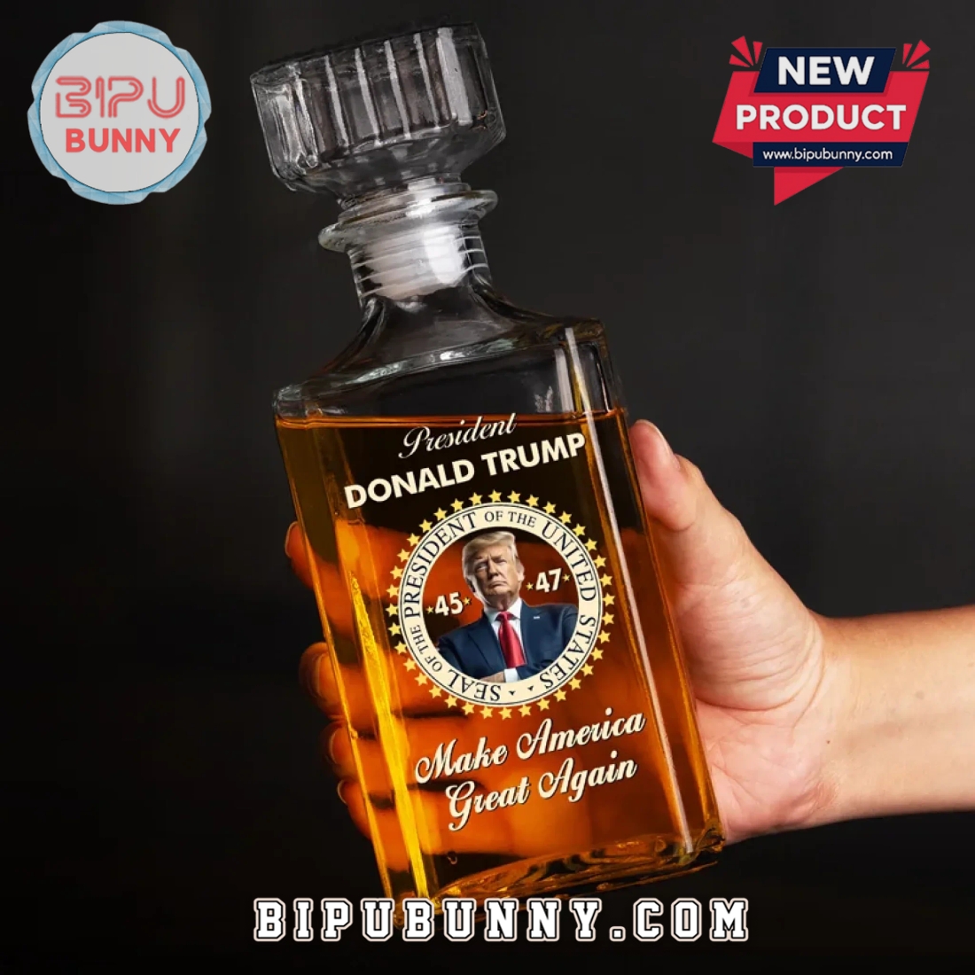 45 47 President Donald Trump Whiskey Bottle 45 47 President Donald Trump Whiskey Bottle