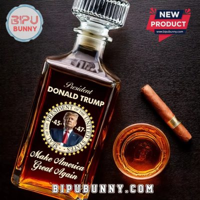 45 47 President Donald Trump Whiskey Bottle